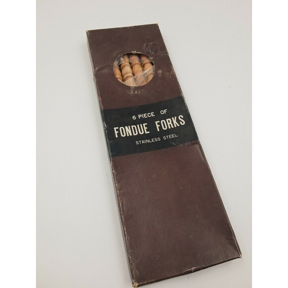 6 Piece Color Coded 10" Stainless Steel Fondue Forks Cheese Fruit Chocolate - Picture 1 of 5